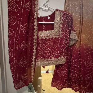 Embroidered Maroon Ethnic Lehenga/Choli Set